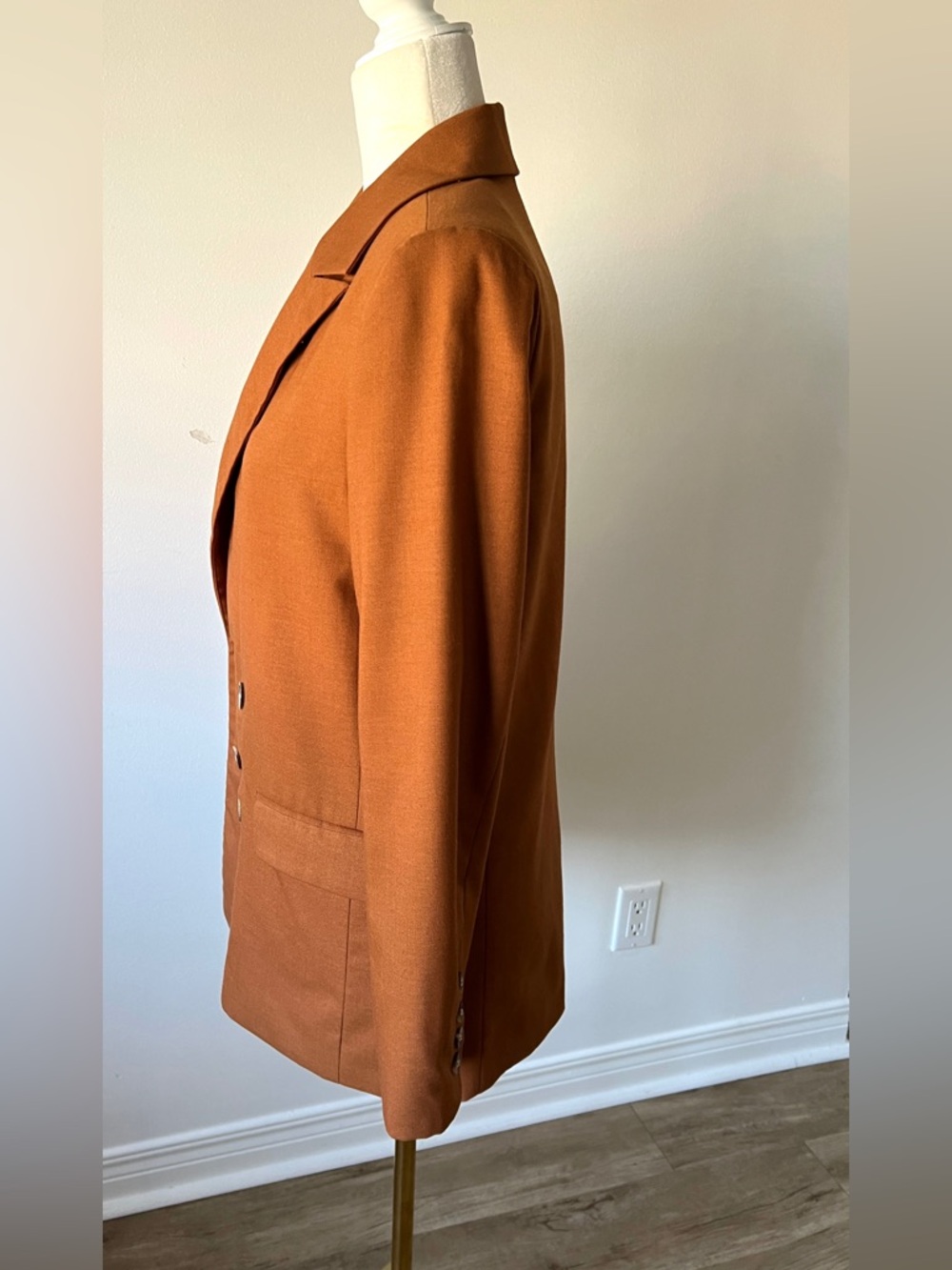 Brown with Rust Tone •Double-Breasted Blazer •Classic Work Wear •Minimalist - Picture 5 of 13